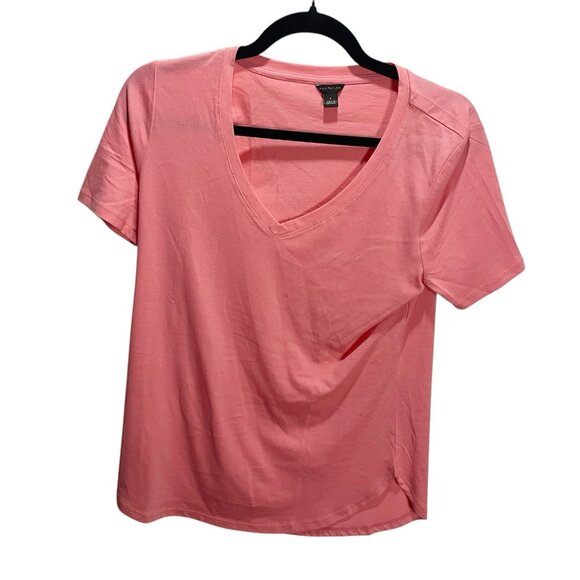 Ann Taylor Tops - Ann Taylor S Womens Pink Cotton Short Sleeve V-Neck Pullover T-Shirt
